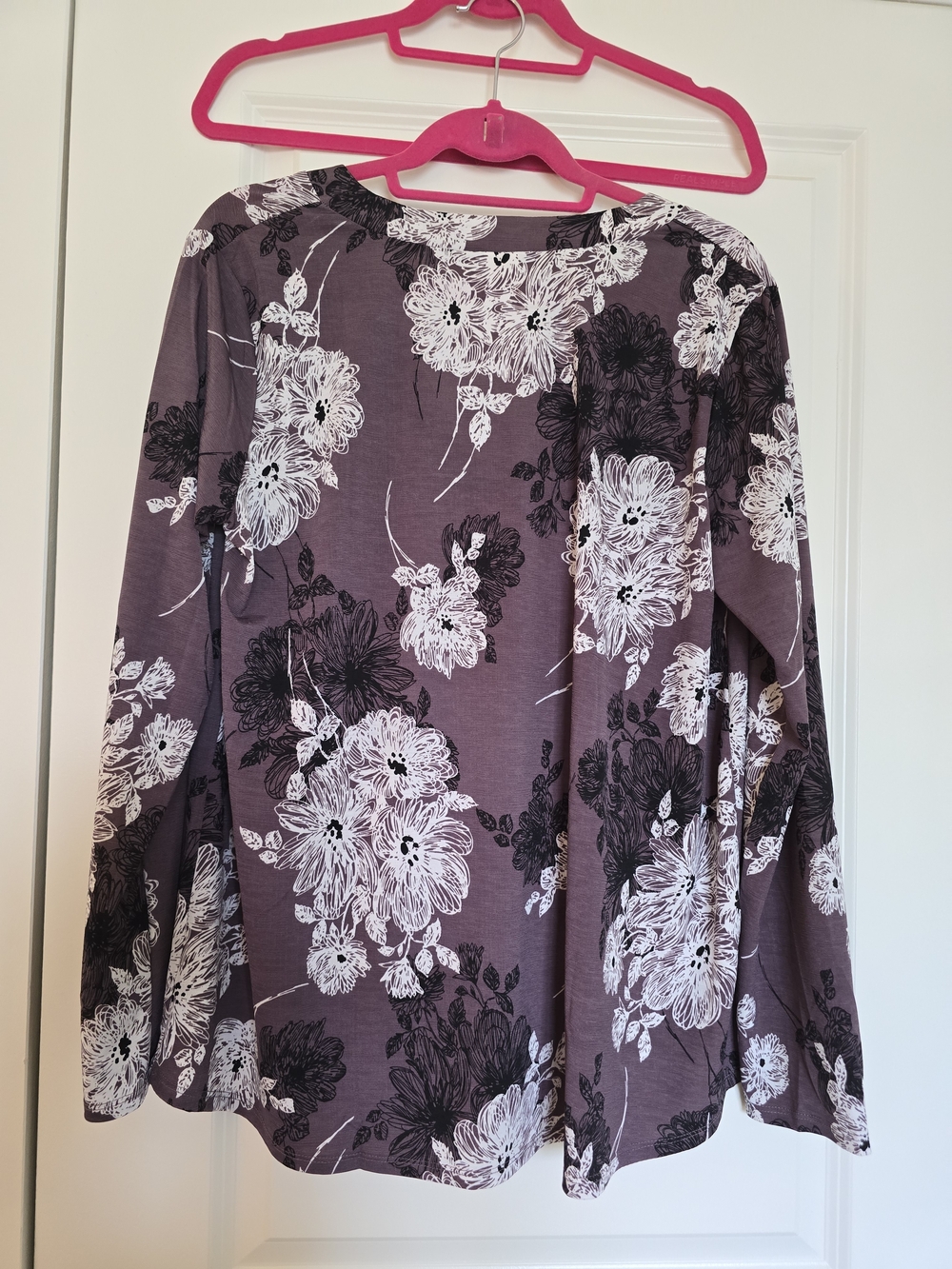 Sew In Love Plum Floral Draped Cowl Long Sleeve Top - Picture 7 of 7